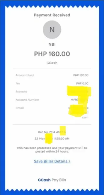Pay NBI Clearance Fee Using GCash